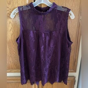 Elegant Burgundy Lace Sleeveless Top